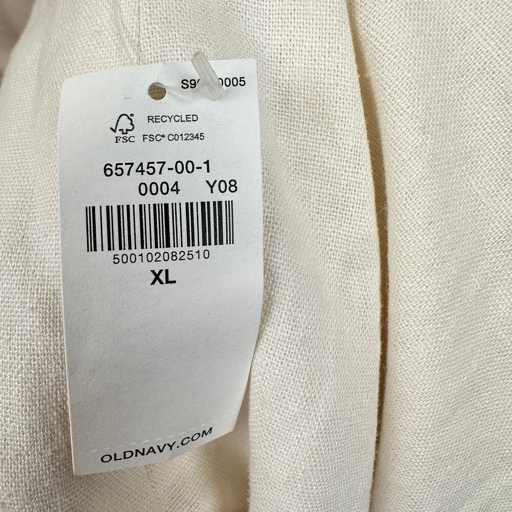 NEW Old Navy Double Breasted Linen Blend Blazer Cream XL Coastal Office Classic - Picture 11 of 13